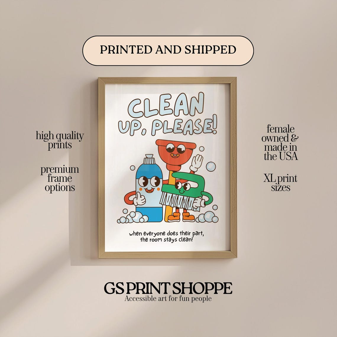 Clean Up Please Classroom Cleaning Crew Sign Poster for Kids