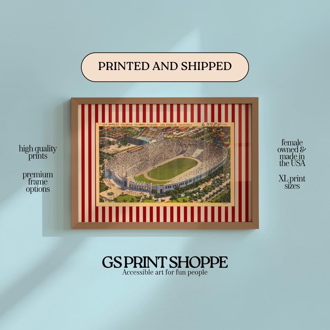 Vintage Los Angeles Coliseum Olympic Stadium Horizontal Poster