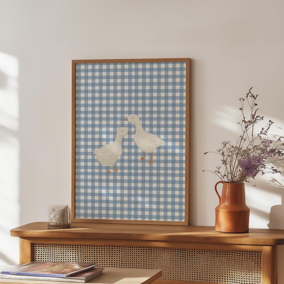 Goose Wall Art Cute Goose Poster Blue Nursery Decor Farm Animal Blue Coquette Room Decor Girls Room Print Gs Print Shoppe