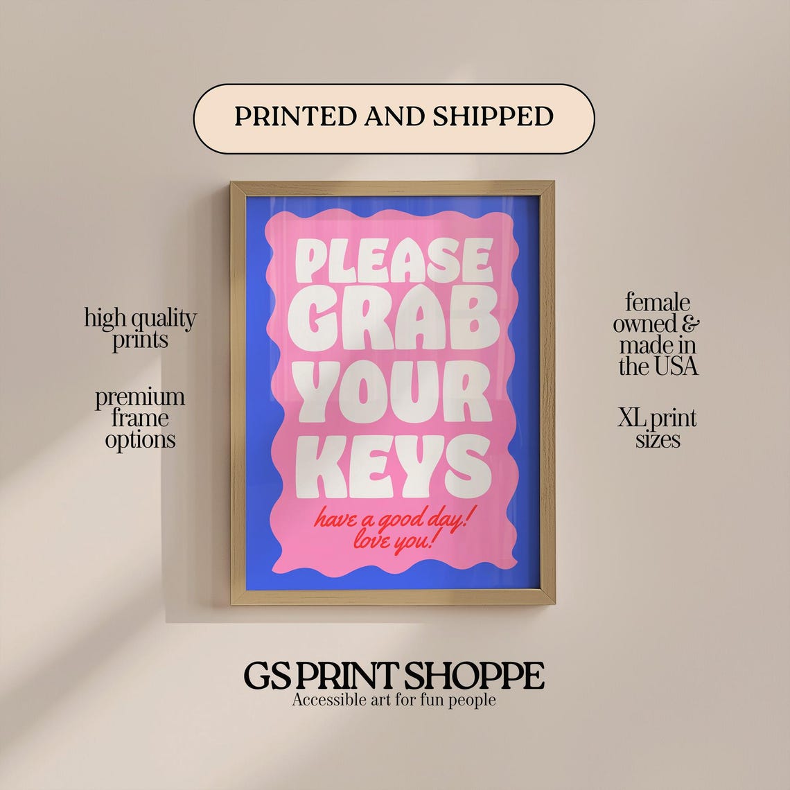 Please Grab Your Keys Cute Reminder Typography Entryway Poster