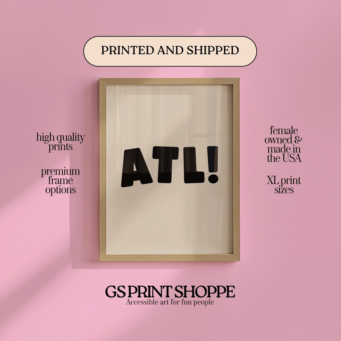 ATL Atlanta Georgia Chunky Retro Typography City Nickname Poster