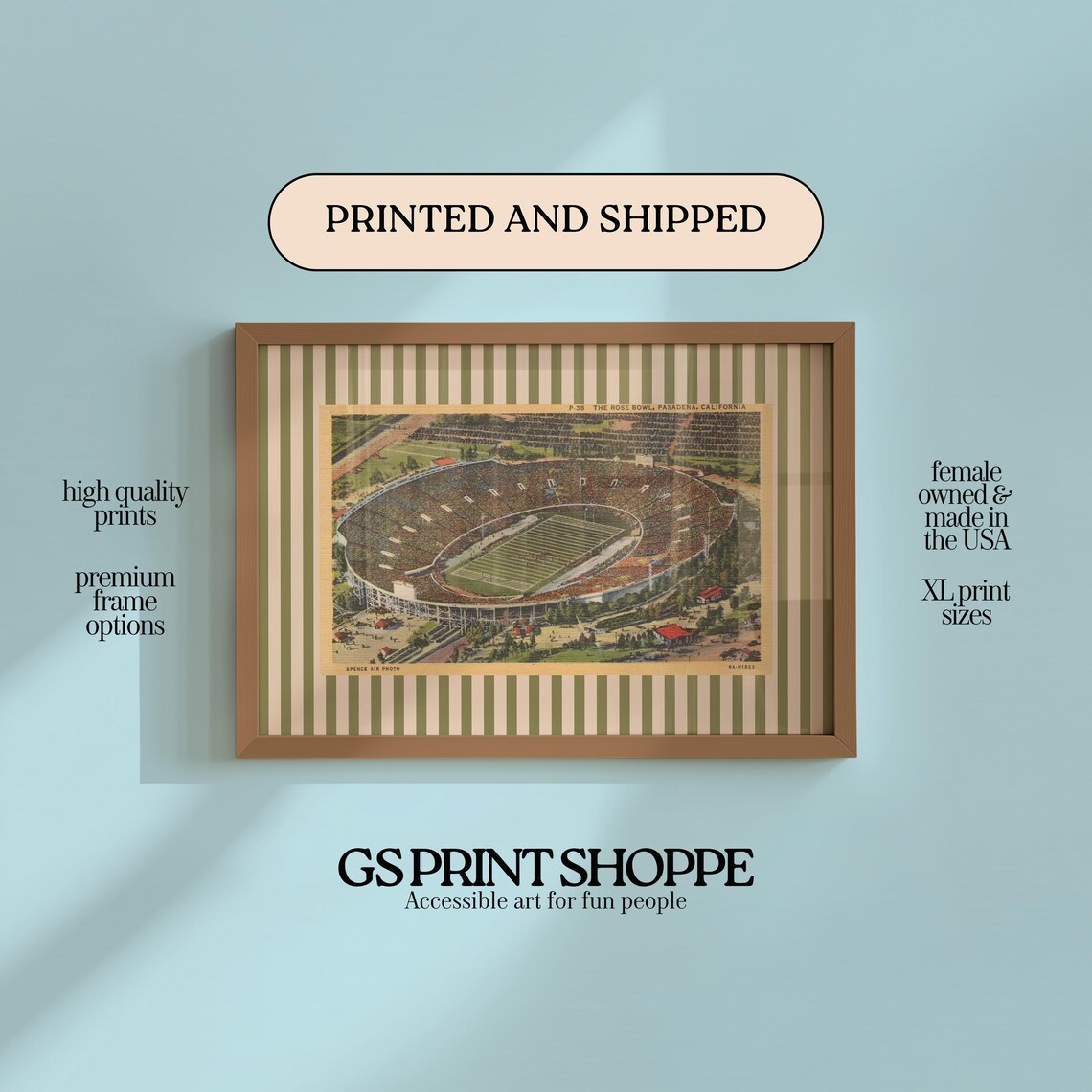 Rose Bowl Pasadena California Vintage Postcard Stadium Art Poster