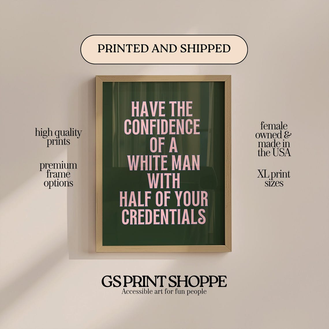 Have The Confidence Quote Pink Green Feminist Typography Poster