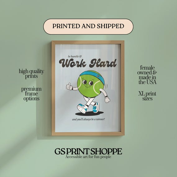 Work Hard Tennis Vertical Art Print