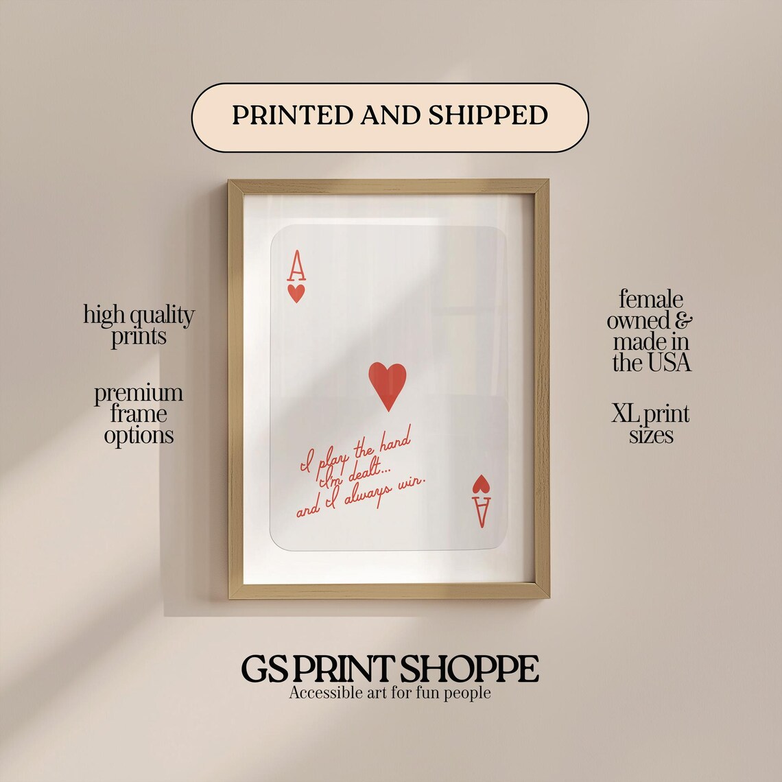 Ace Of Hearts Playing Card Play The Hand Im Dealt Quote Poster