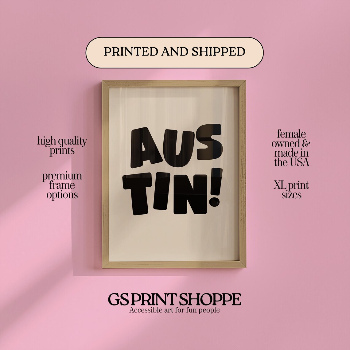 Austin Texas Chunky Retro Typography Bold Minimalist City Name Poster