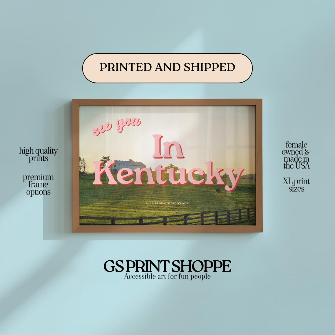 Retro See You In Kentucky Bluegrass Horse Country Travel Poster