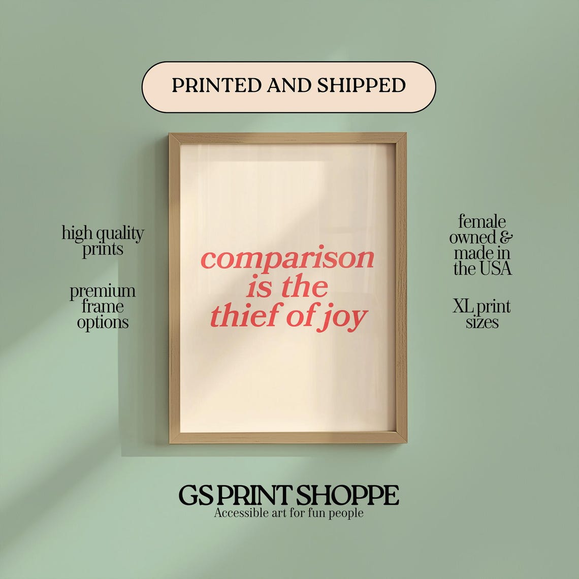 Comparison Is the Thief of Joy Quote Poster in Coral Red Serif Type