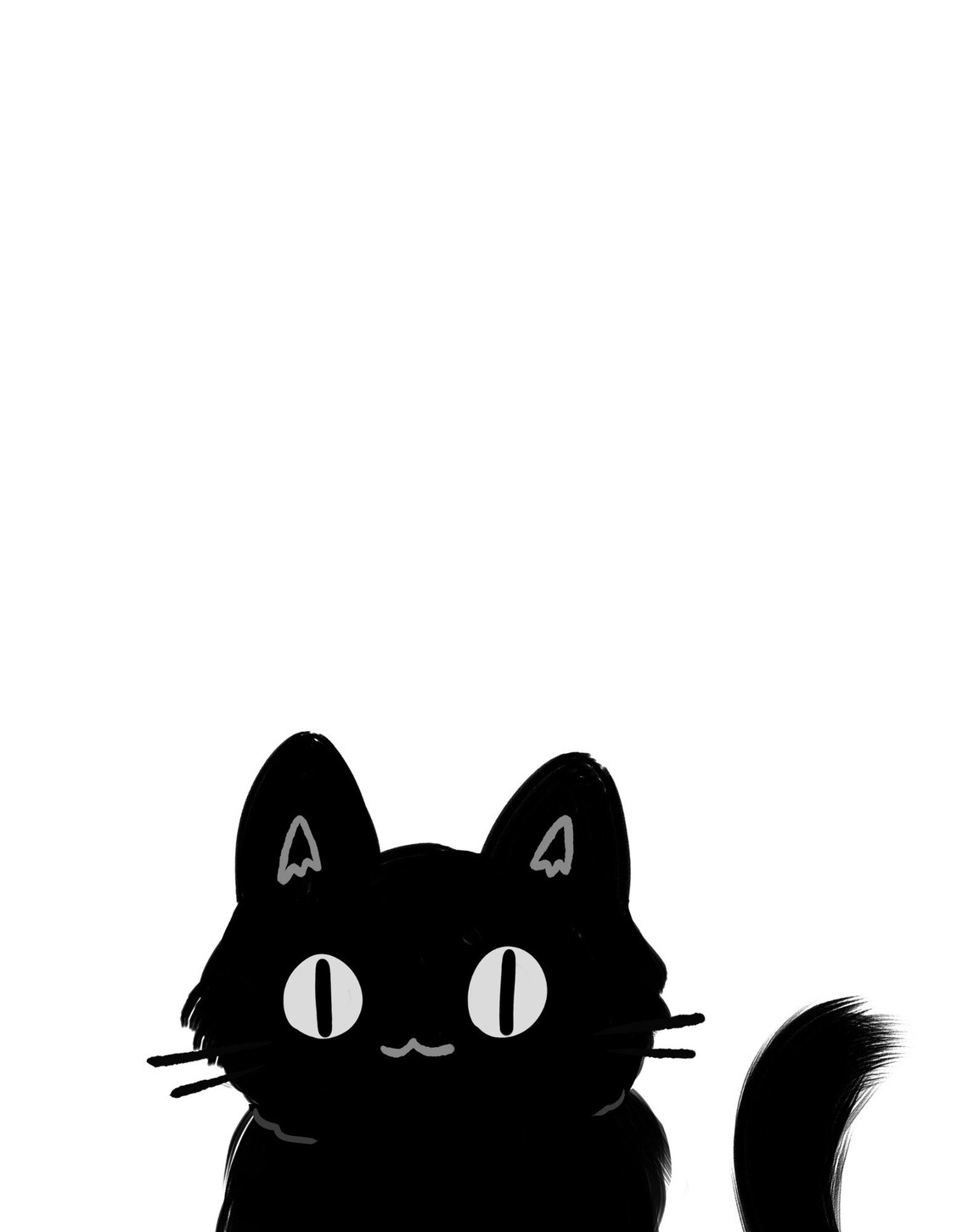 Cute Cartoon Black Cat Big White Eyes Playful Nursery Poster - Image 2