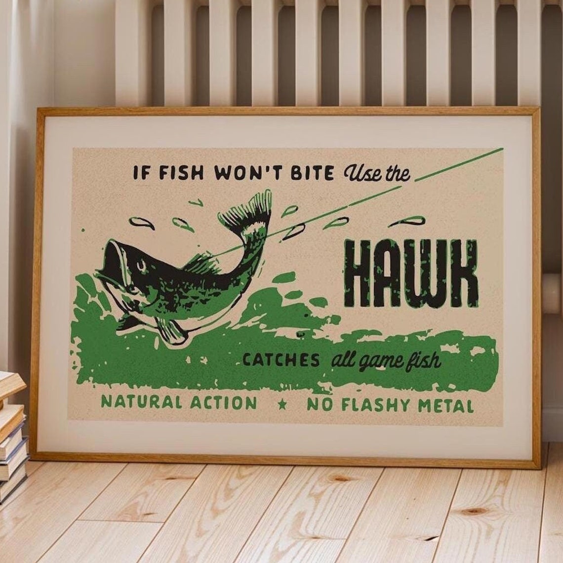 Fishing Tackle Print Retro Fishing Art Gift For Fisherman Bait Lure Fishing Poster Angler Artwork Outdoorsy Wall Decor Fishing Gift Dad