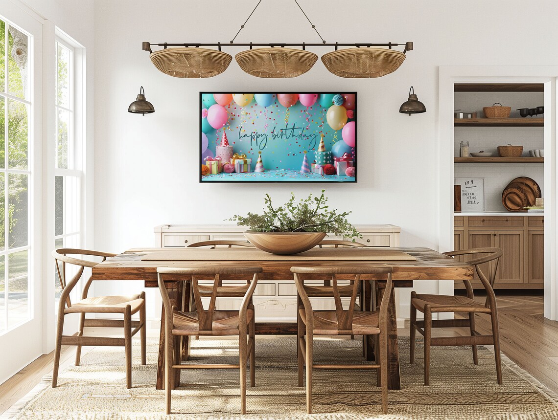 Happy Birthday Frame TV Art Print, Party Decor - Image 2