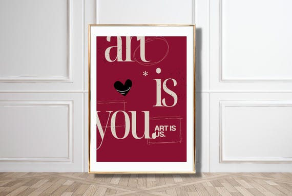 Inspiring Burgundy Cream Poster Art Is You With Black Heart Wall Art For Creative Homes
