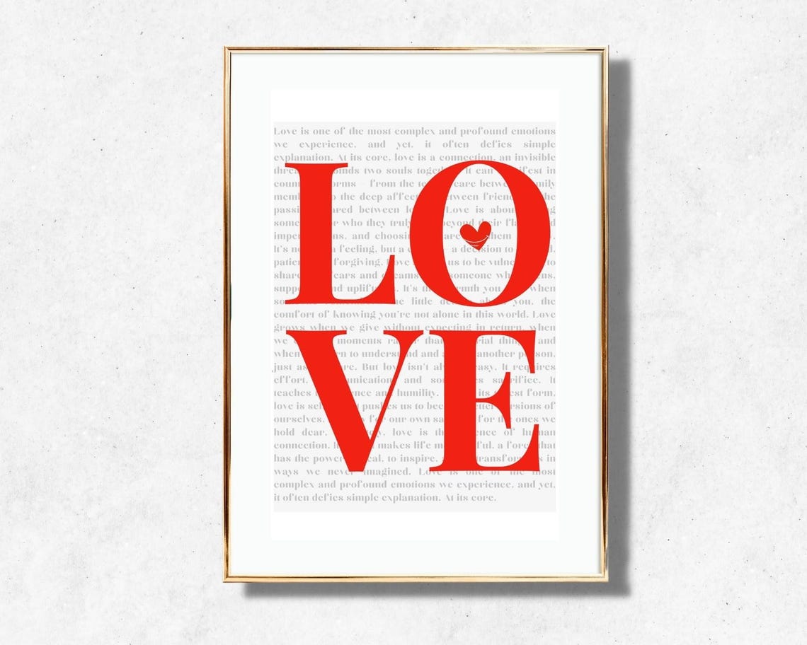 Love Red Bold Serif Lettering Heart O Minimalist Quote Poster - Image 2