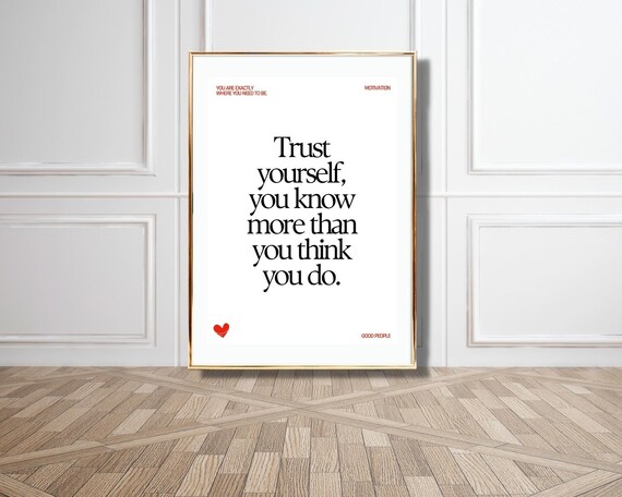 Motivational Poster Set Trust Believe Progress Positive Affirmation Wall Art Minimalist Design