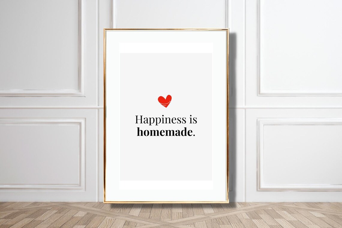 Happiness Is Homemade Quote Serif Heart Warm Cozy Minimalist Poster