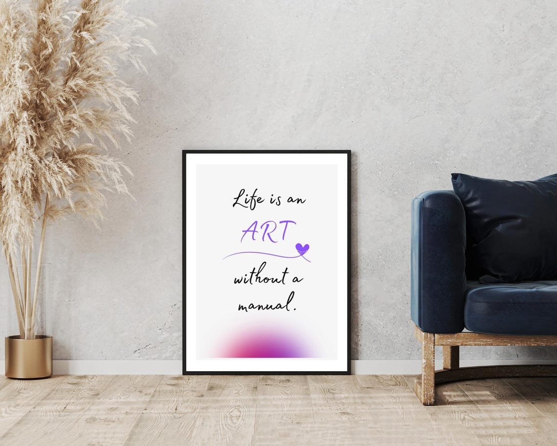 Life Is An Art Without A Manual Purple Script Minimalist Poster - Image 5