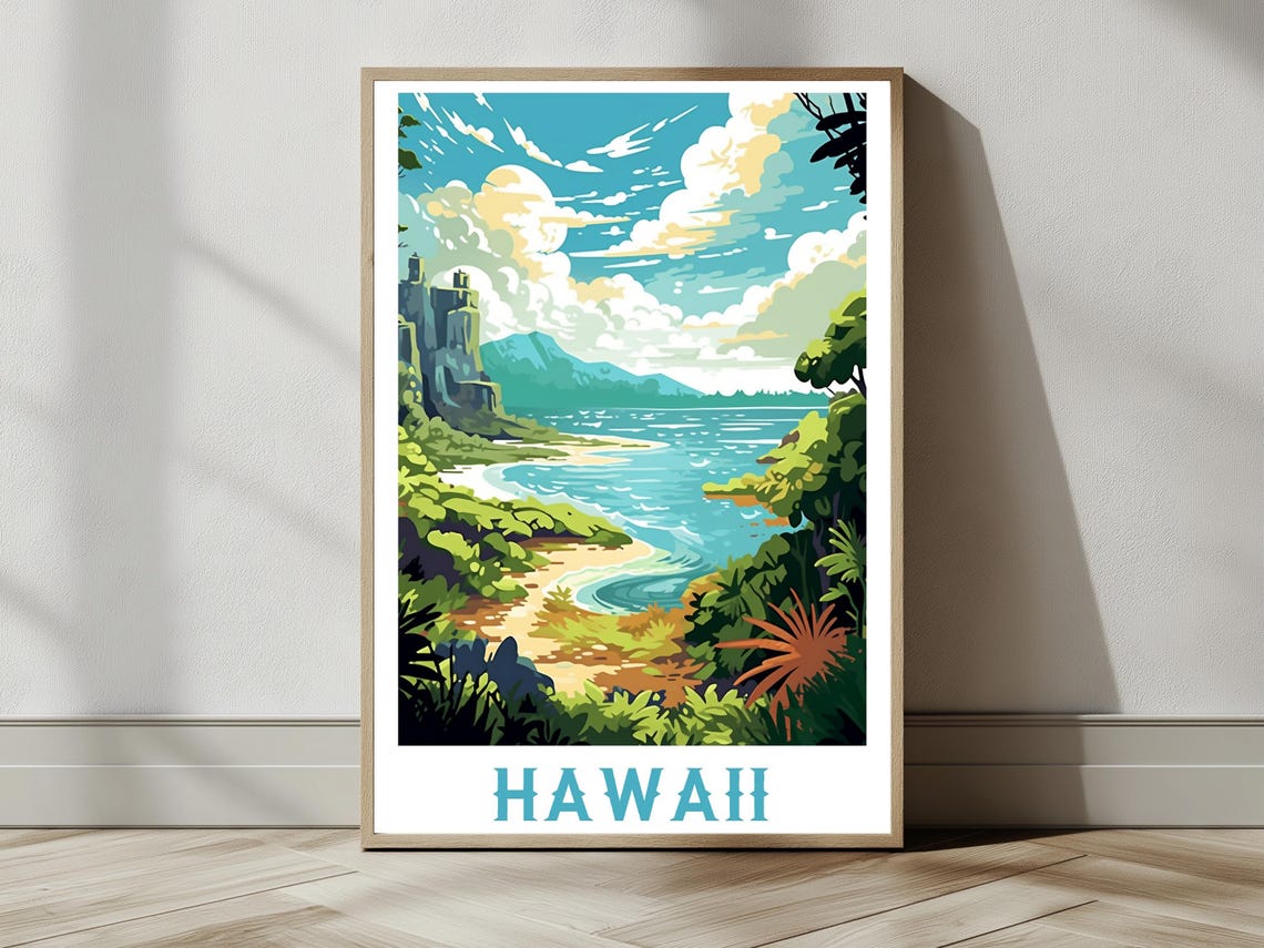 Hawaii Vintage Travel Poster Print Wall Art Gift Idea Home Decor - Image 2