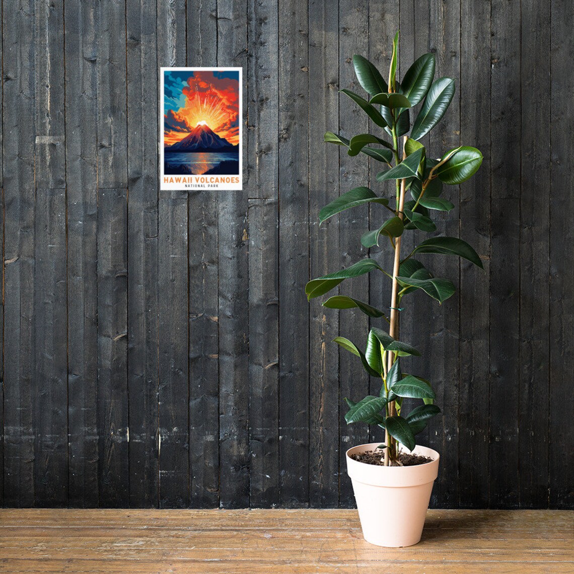 Hawaii Volcanoes National Park Eruption Sunset Vintage Travel Poster - Image 3