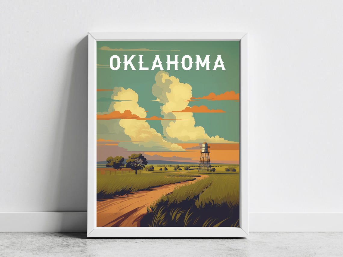 Oklahoma Vintage Travel Poster Print Wall Art Gift Idea Home Decor - Image 3