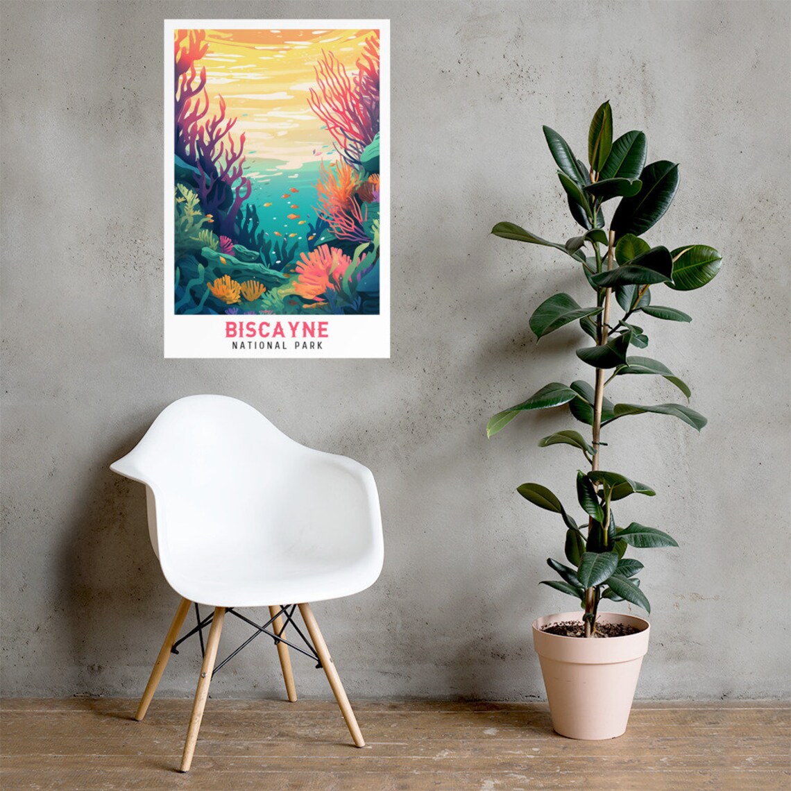 Biscayne National Park Coral Reef Underwater Scene Vintage Travel Poster - Image 2