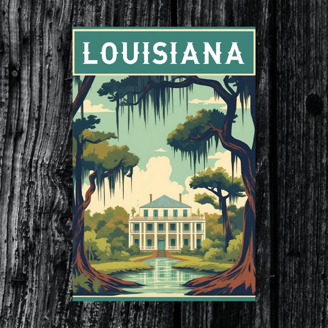 Louisiana Vintage Travel Poster Print Wall Art Gift Idea Home Decor
