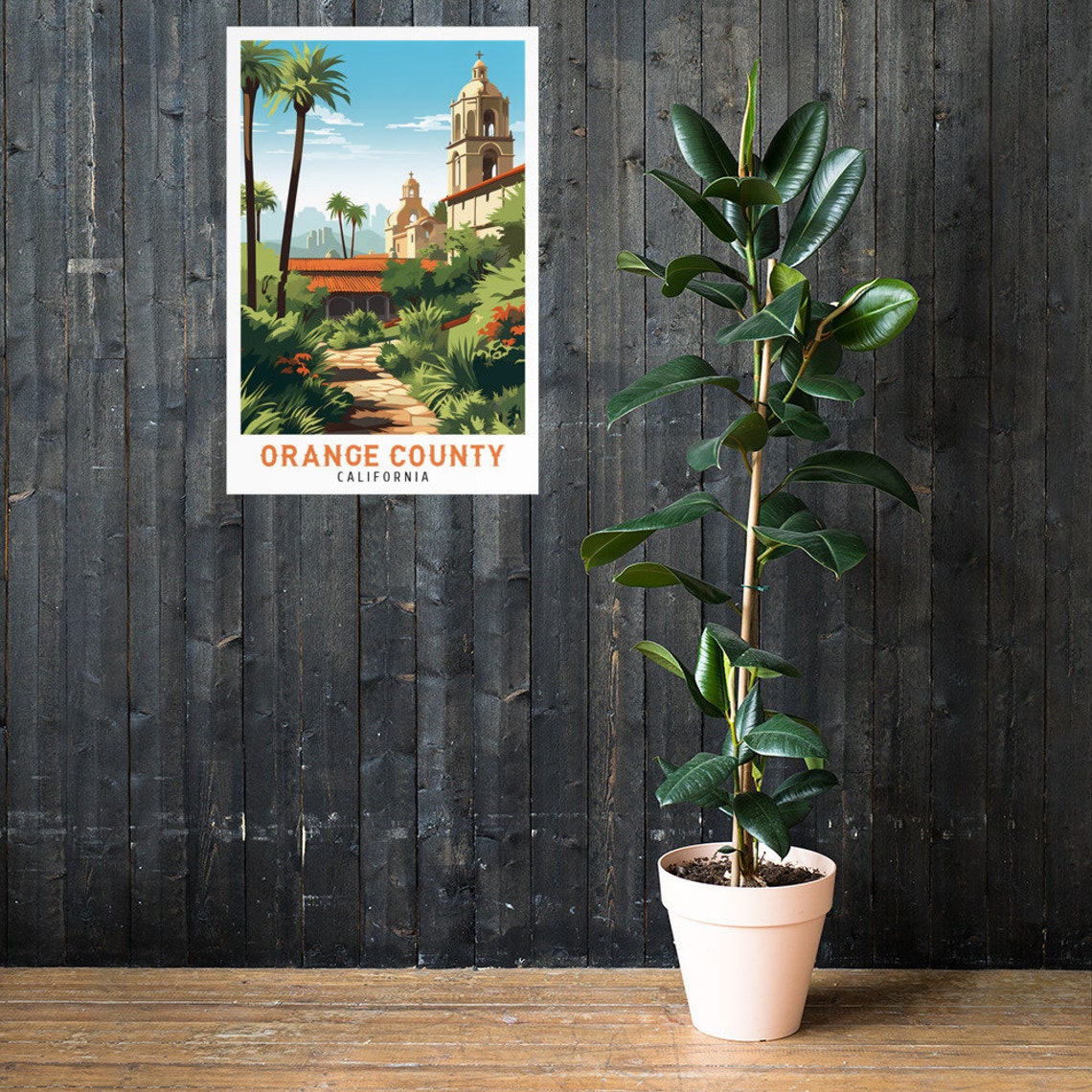 Orange County California Spanish Mission Garden Vintage Travel Poster - Image 2