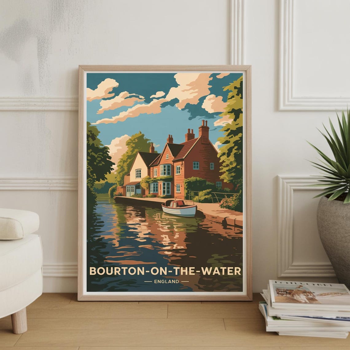 Bourton-on-the-Water England Riverside Cottages Travel Poster
