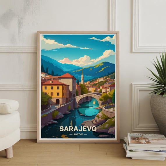 Sarajevo Cityscape Poster Bosnia Herzegovina Travel Wall Art Home Office Decor Wanderlust