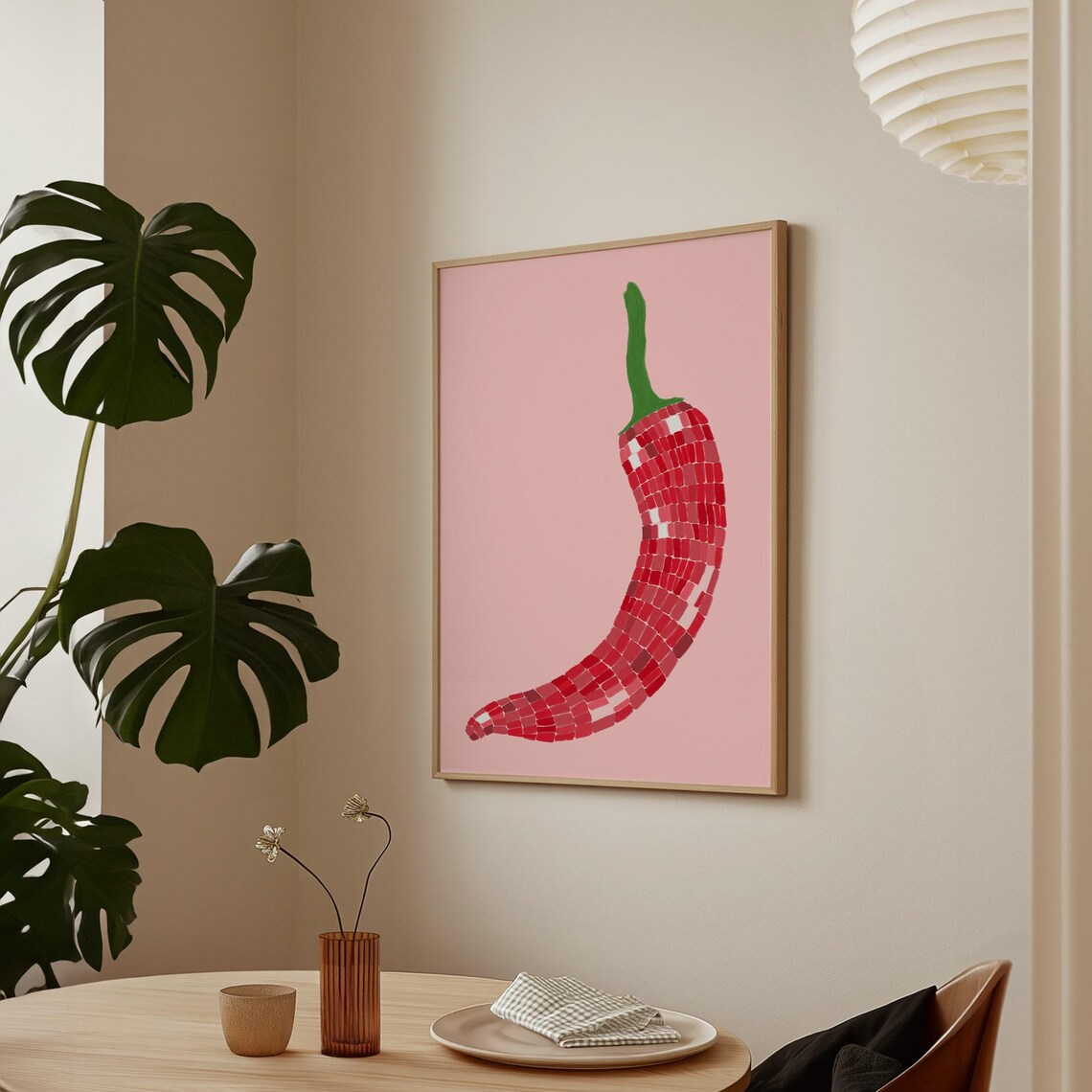 Disco Ball Chilli Print, Retro Kitchen Art Print - Image 4