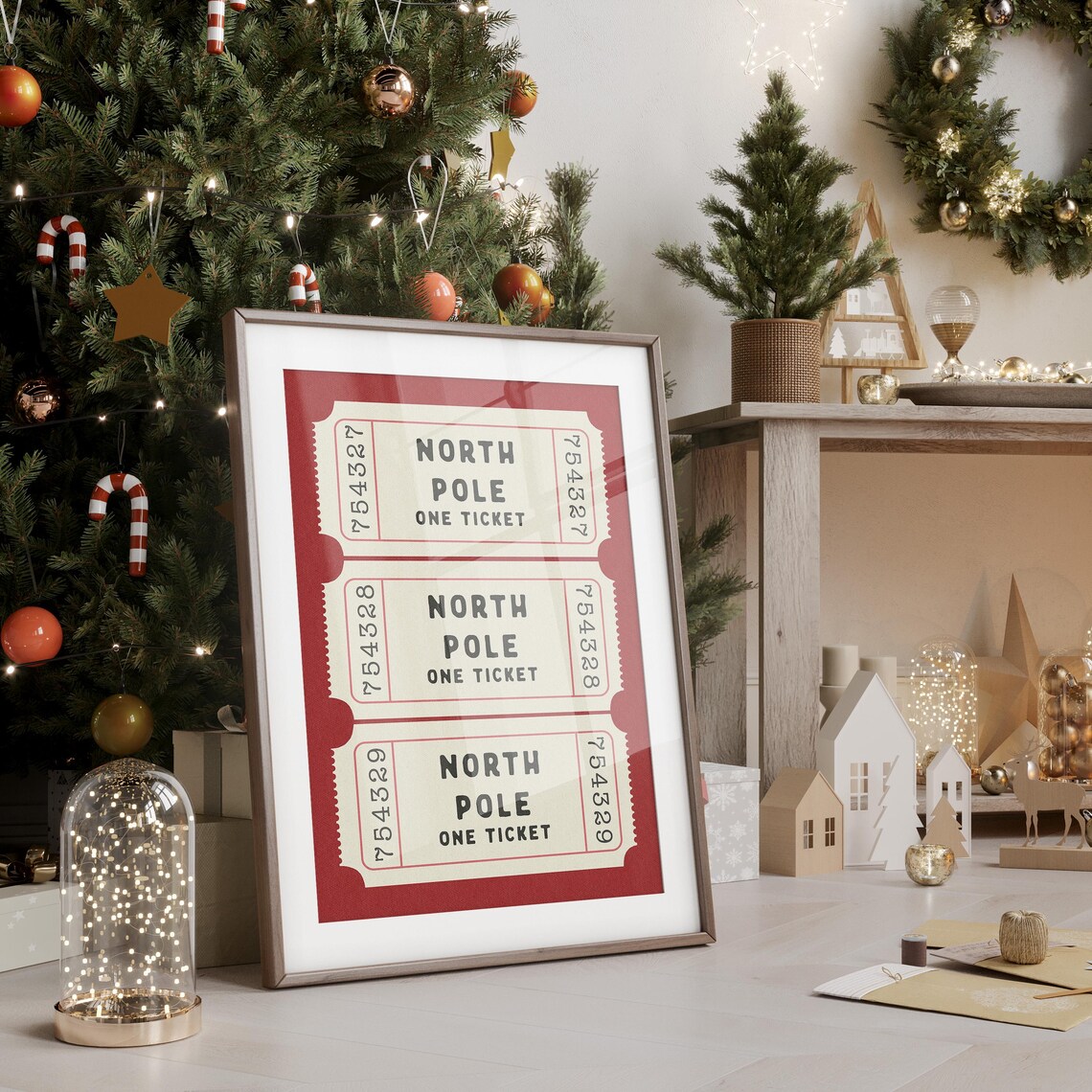 North Pole Ticket Christmas Holiday Travel Poster - Image 4