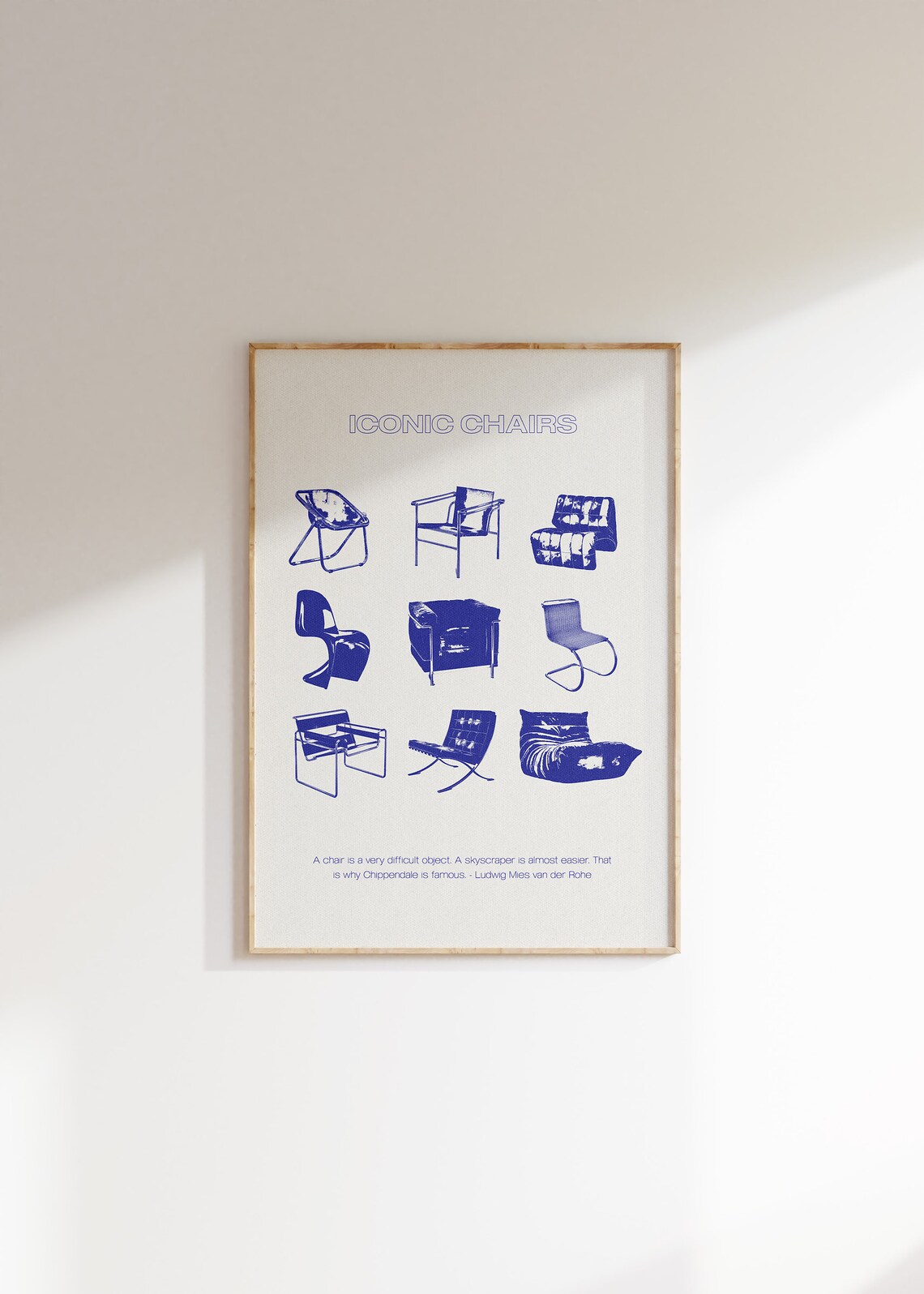 Electric Blue Mid-Century Modern Chair Art Print - Image 4