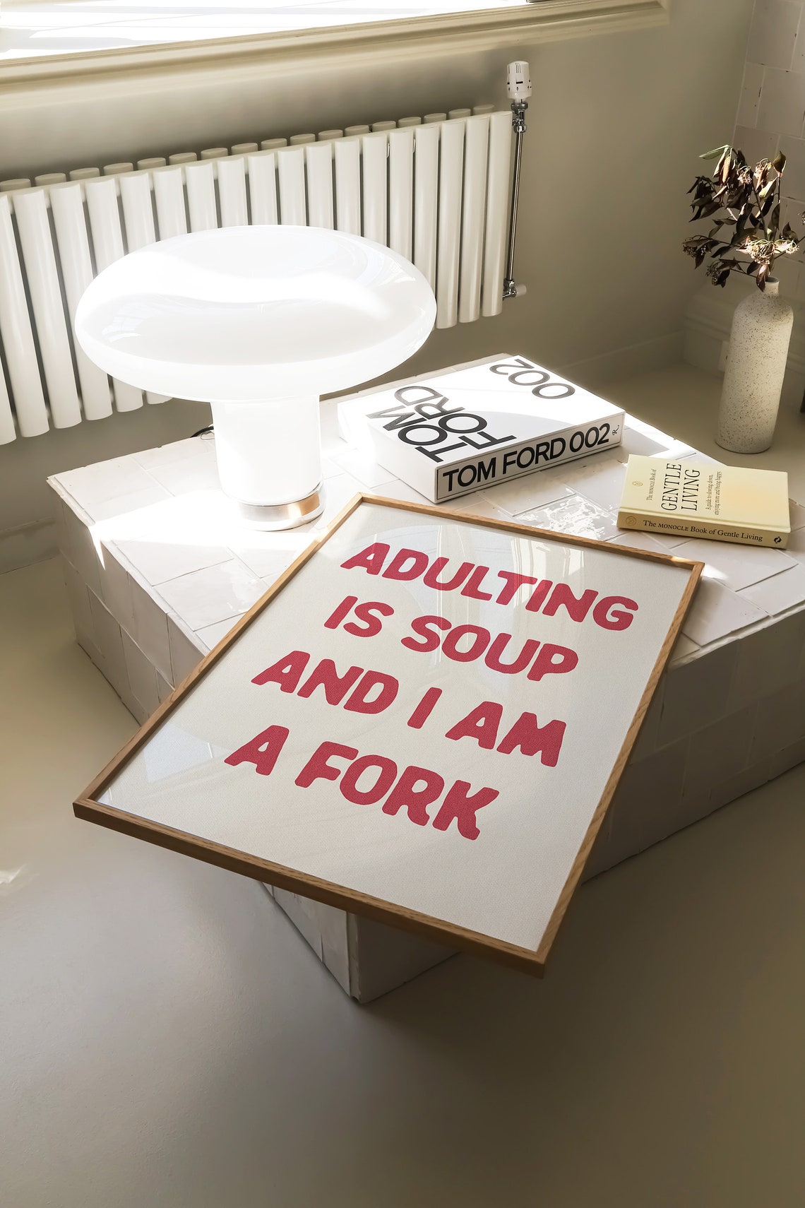 Adulting Is Soup And I Am A Fork Funny Sarcastic Red Quote Wall Poster - Image 2