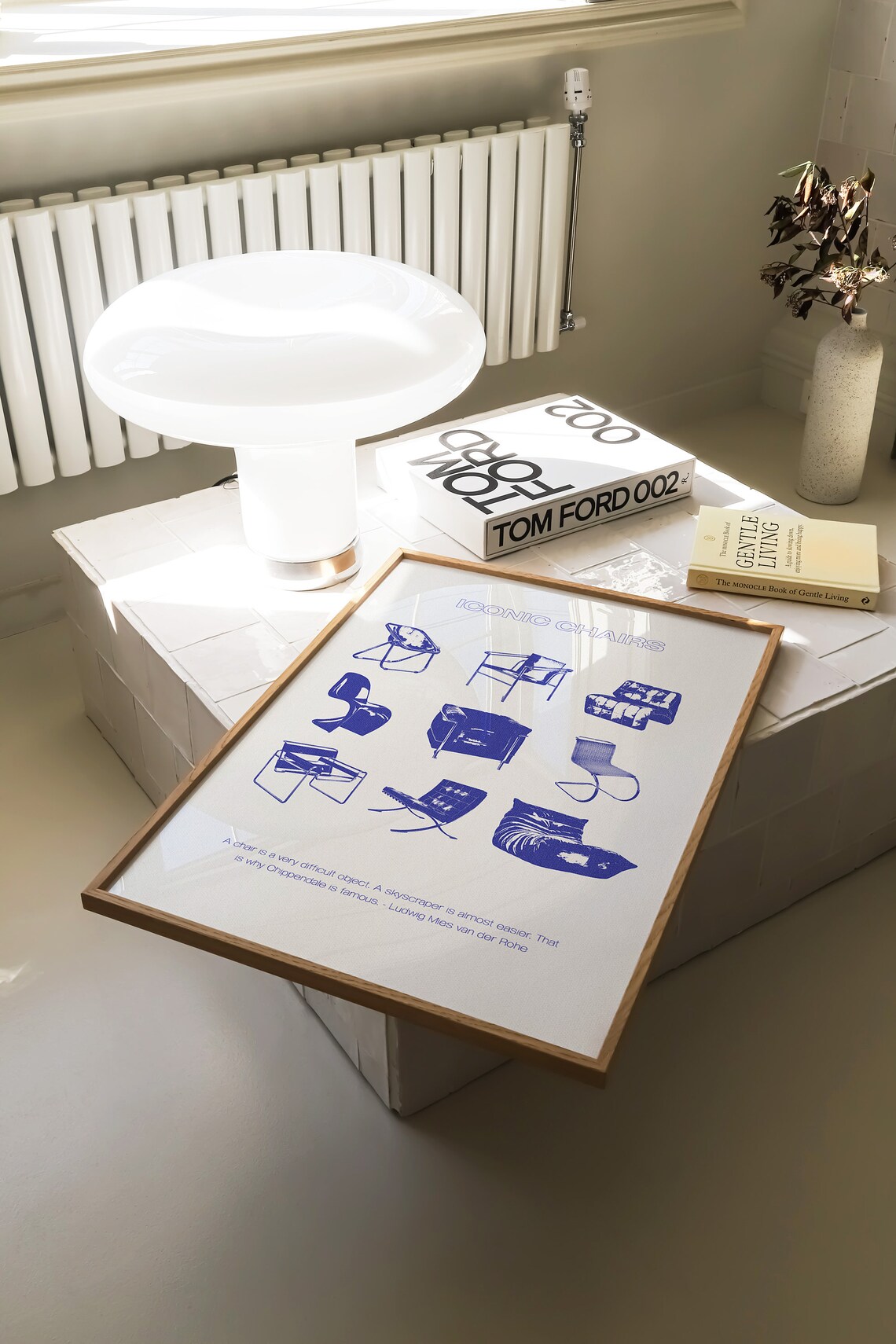 Electric Blue Mid-Century Modern Chair Art Print - Image 3