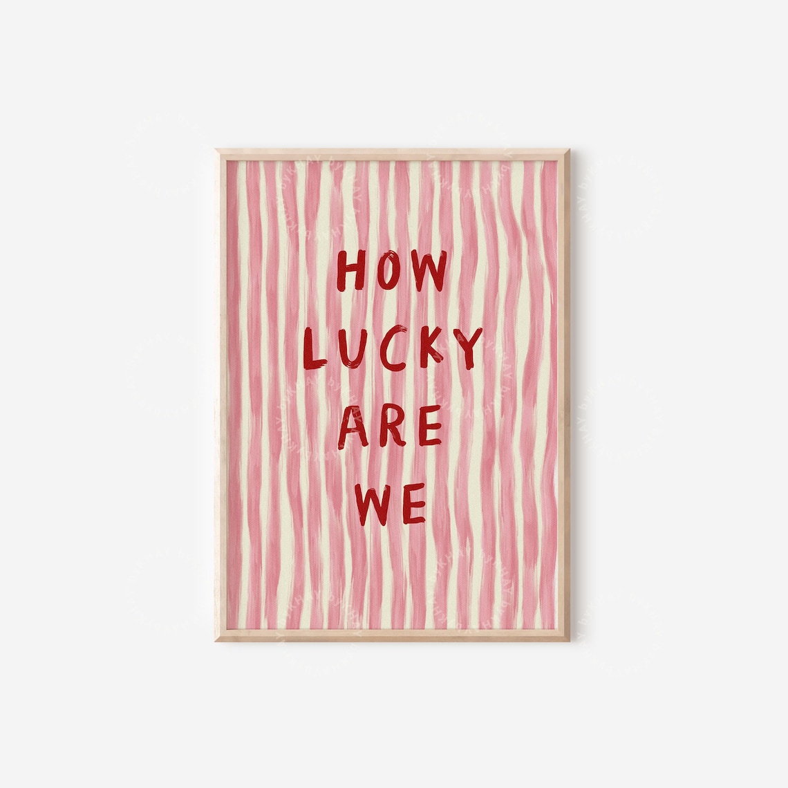 How Lucky Are We Quote Print, Trendy Stripe Aesthetic - Image 4