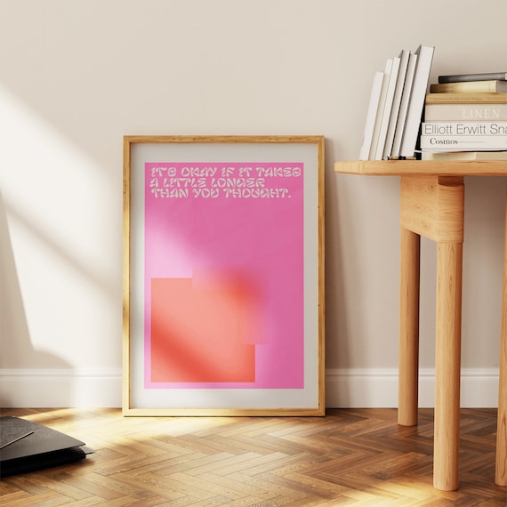 Abstract Hot Pink Typography Wall Art Y2k Wall Decor Trendy Poster Pink And Red Wall Art