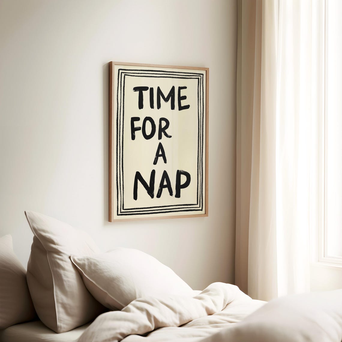 Time For A Nap Bold Hand Lettered Black Cozy Sketch Frame Poster - Image 2