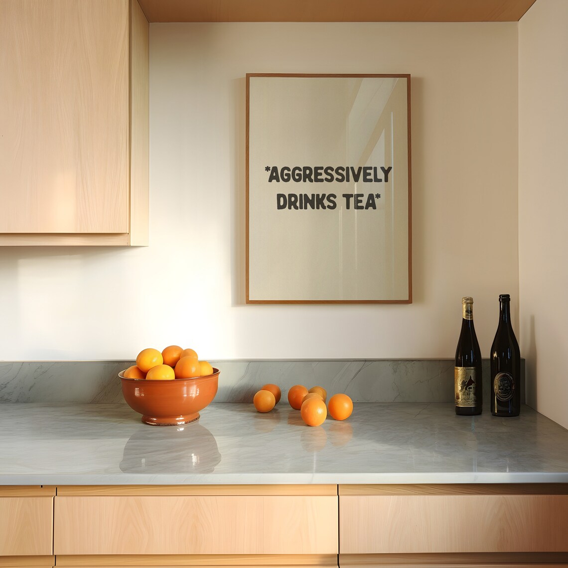 Aggressively Drinks Tea Funny Kitchen Typography Poster - Image 2