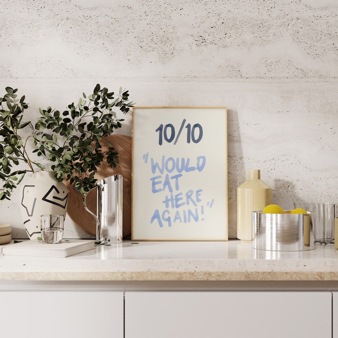 10 Out of 10 Would Eat Here Again Funny Blue Kitchen Review Art Poster - Image 2