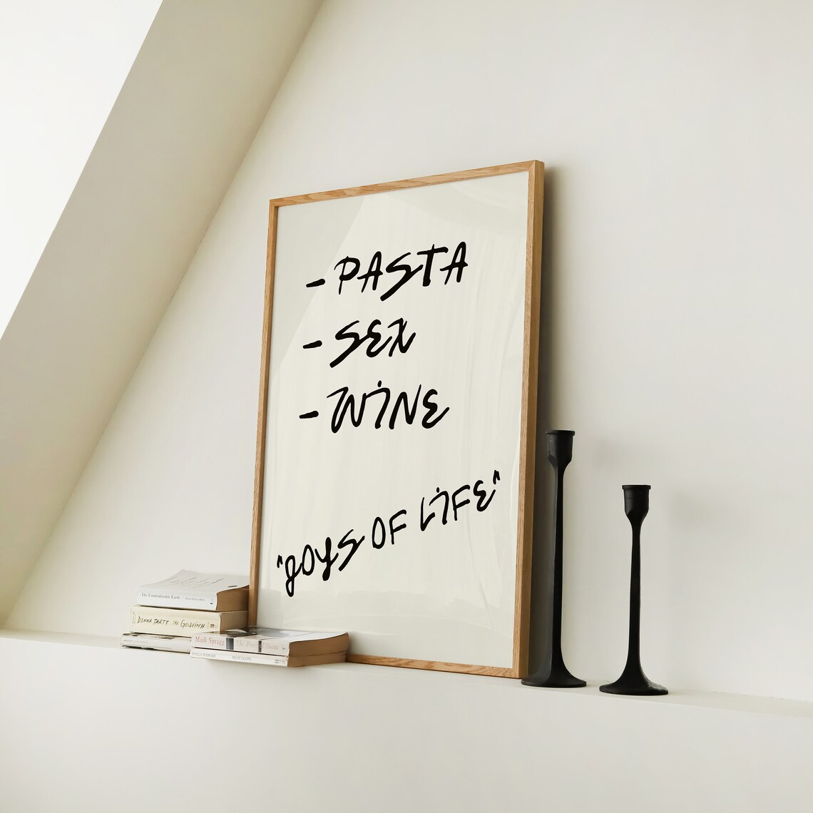 Pasta Sex Wine Joys Of Life Poster Funny Handwritten Kitchen Quote - Image 2