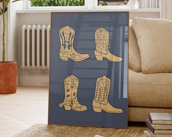 Western Style Art Print Boho Minimalist Prints Modern Art Bohominimalistdecor Cowboy Art Physical Poster Print Shipped To You