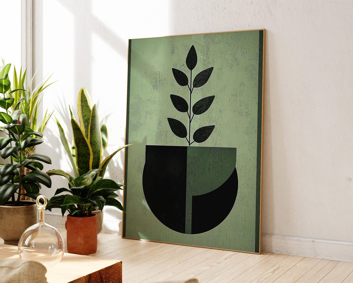 Abstract Geometric Plant Floral, Mid-Century Art Print - Image 4