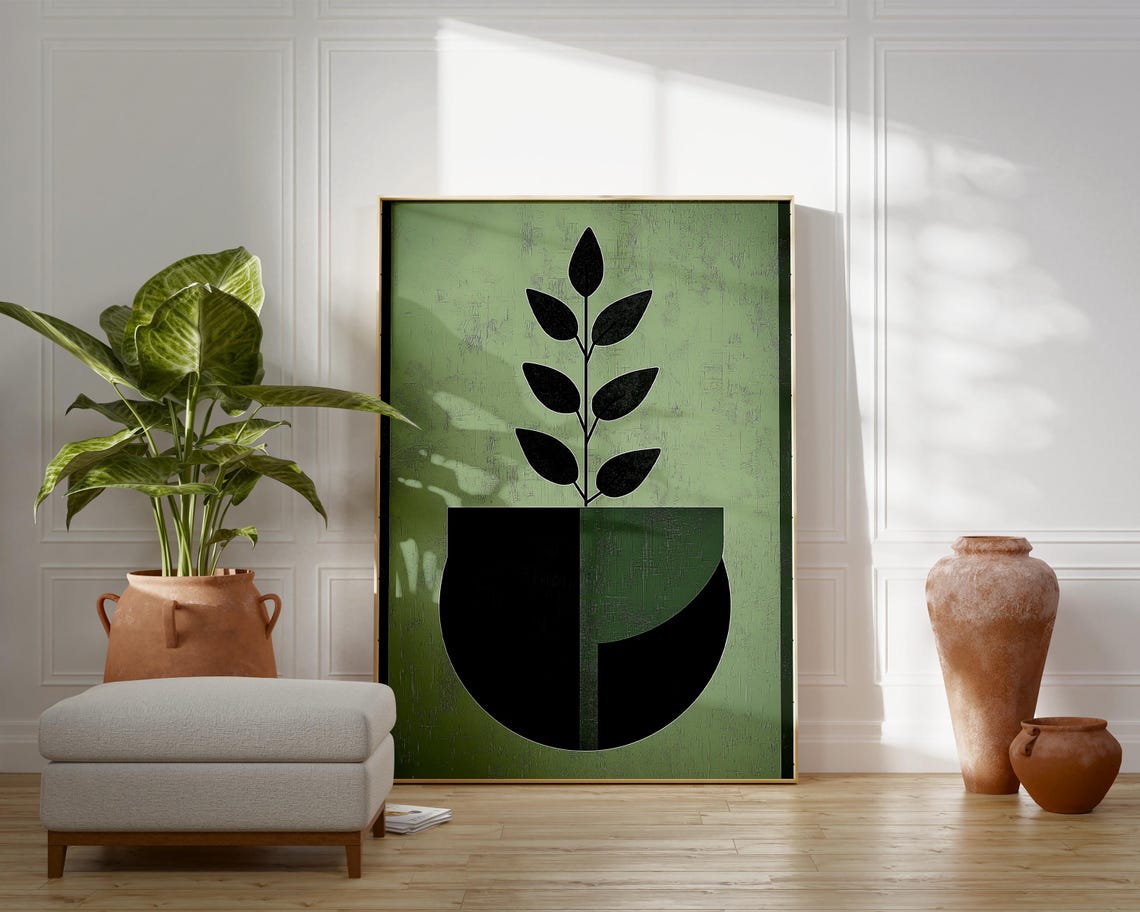 Abstract Geometric Plant Floral, Mid-Century Art Print - Image 3
