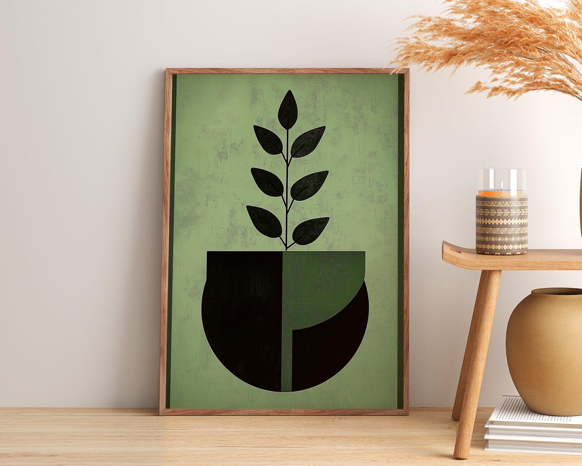 Abstract Geometric Plant Floral, Mid-Century Art Print - Image 2