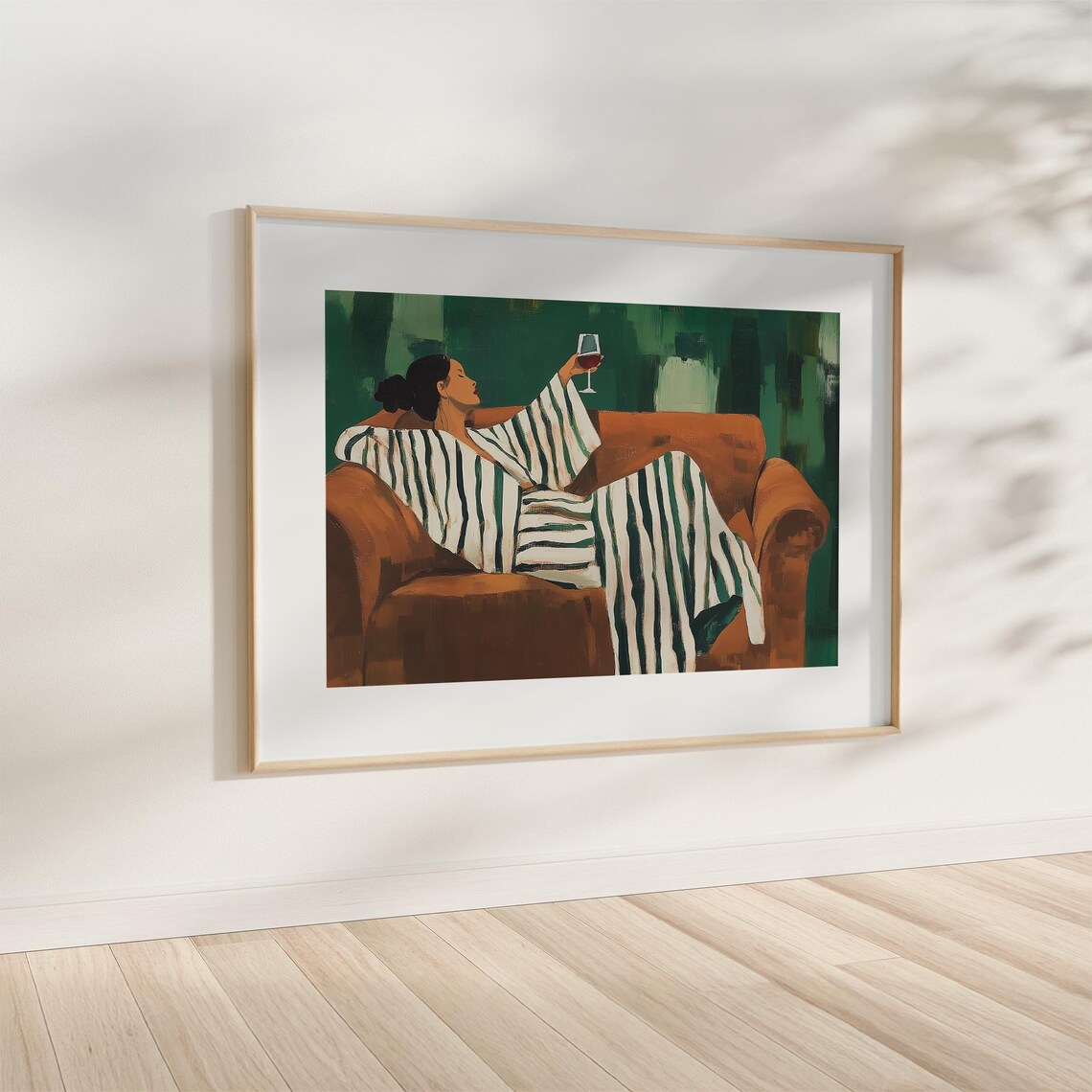 Woman Drinking Wine, Minimalist Poster - Image 2