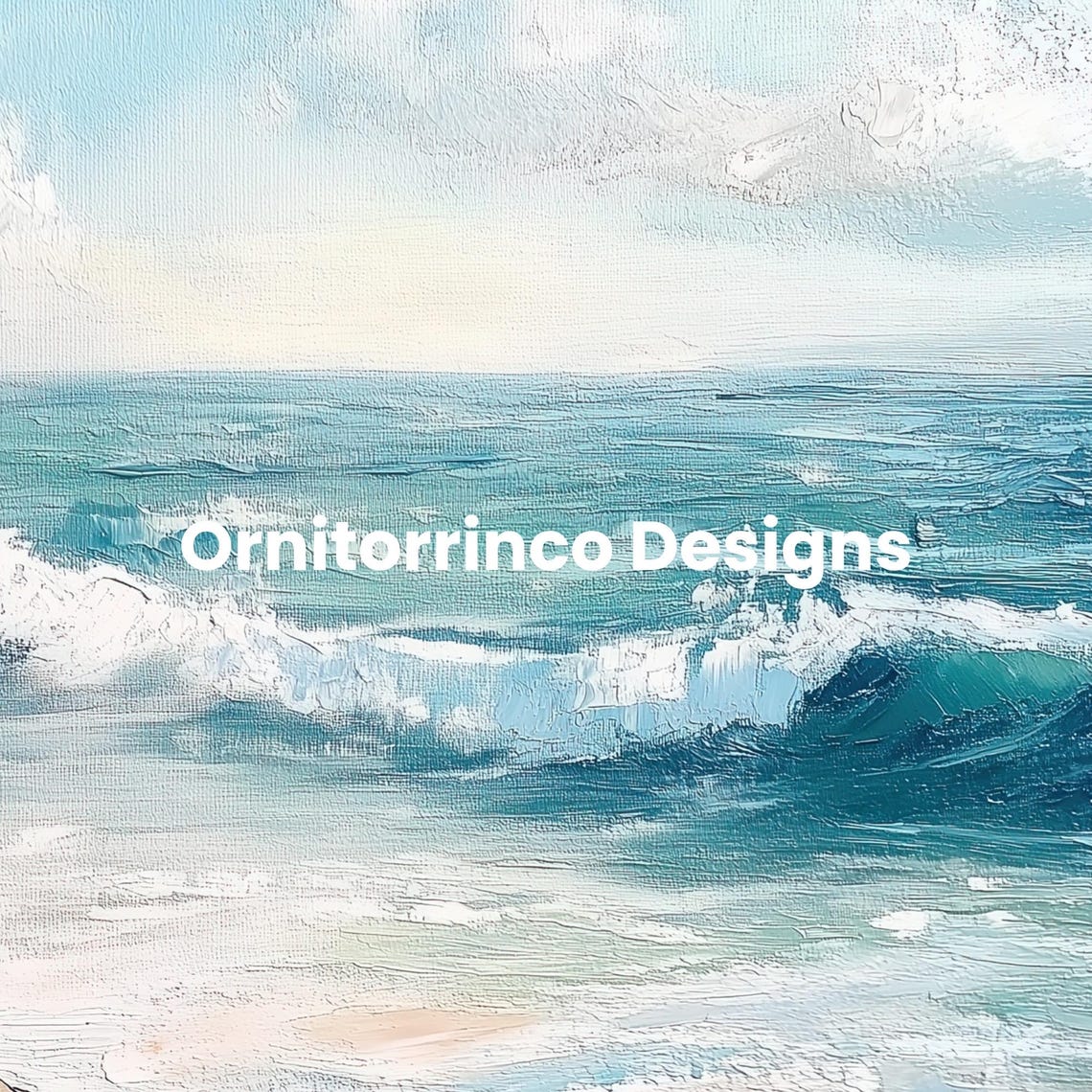 Misty Beach Rolling Waves Sandy Shore Soft Pastel Seascape Poster - Image 2