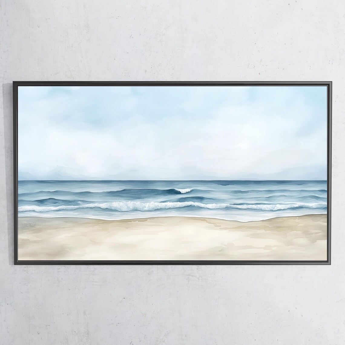 Calm Beach Waves Watercolor Minimalist Coastal Seascape Poster - Image 3