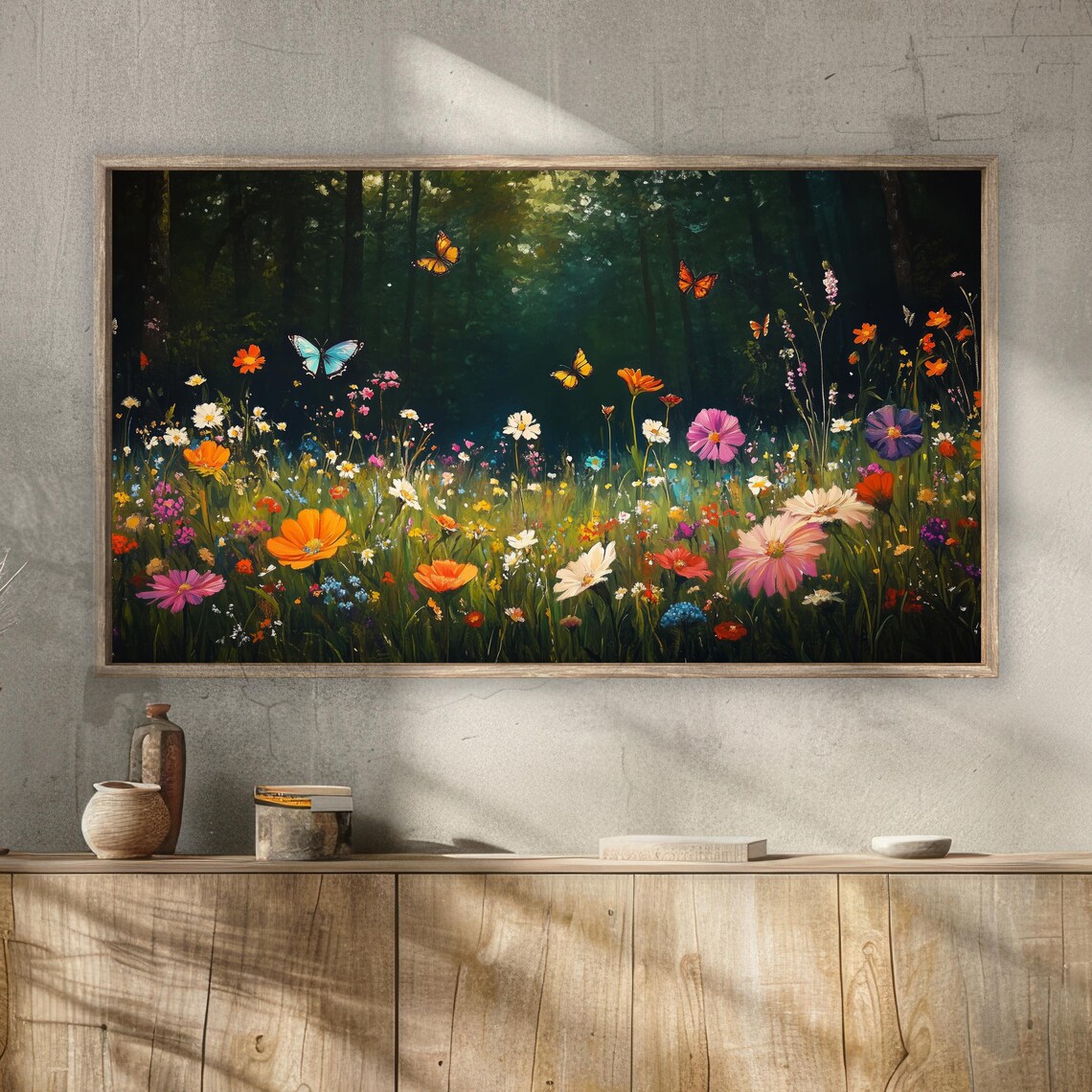 Forest Wildflower Meadow Dusk Butterflies Colorful Bloom Travel Poster - Image 2
