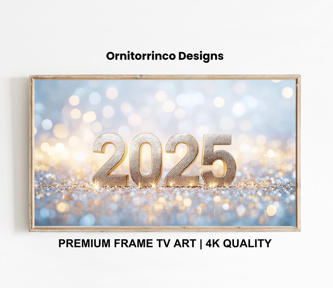 New Years Eve 2025 Golden Glitter Numbers Sparkling Bokeh Party Poster - Image 3