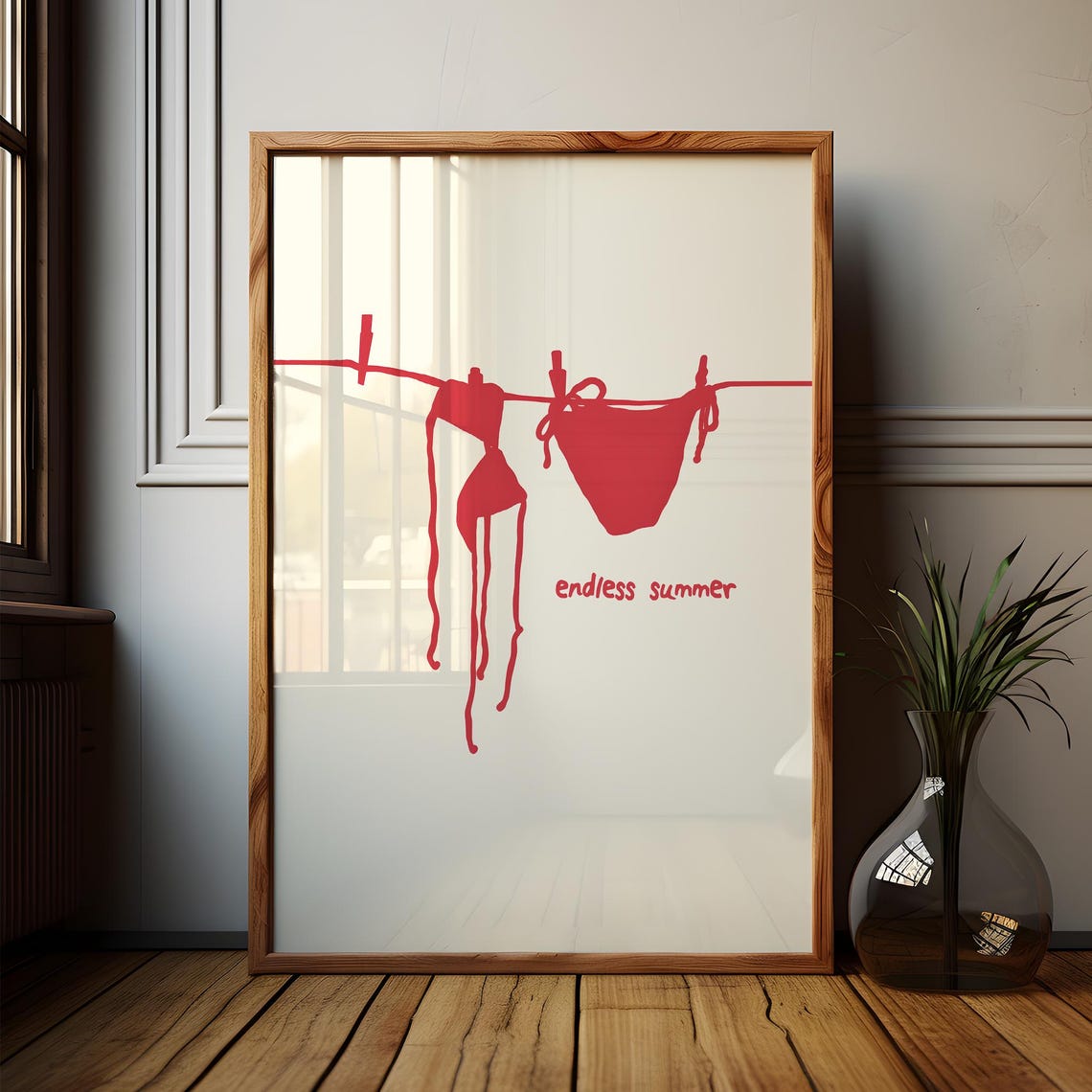 Endless Summer Red Bikini Clothesline Poster for Coastal Beach Decor - Image 4