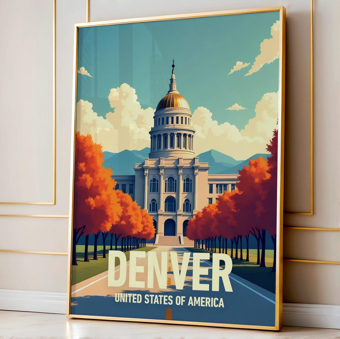 Denver Never Leaving This Place Retro Typography City Poster - Image 3